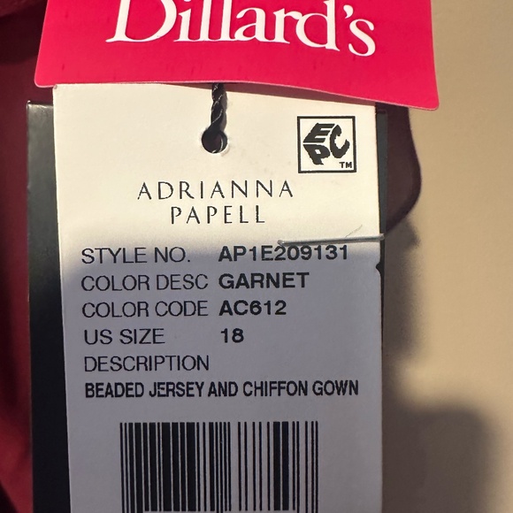 Adrianna Papell Women's AP1E209131 Chiffon V Neck Beaded Dress 18 - NWT - Picture 6 of 7